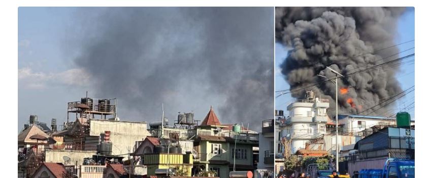 काठमाडौंको गैरीगाउँस्थित काठ गोदाममा आगलागी