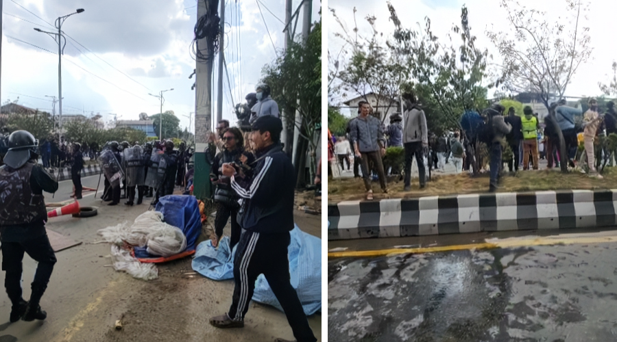 काठमाडौं जिल्ला अदालत अगाडि प्रहरी र प्रदर्शनकारीबीच झडप